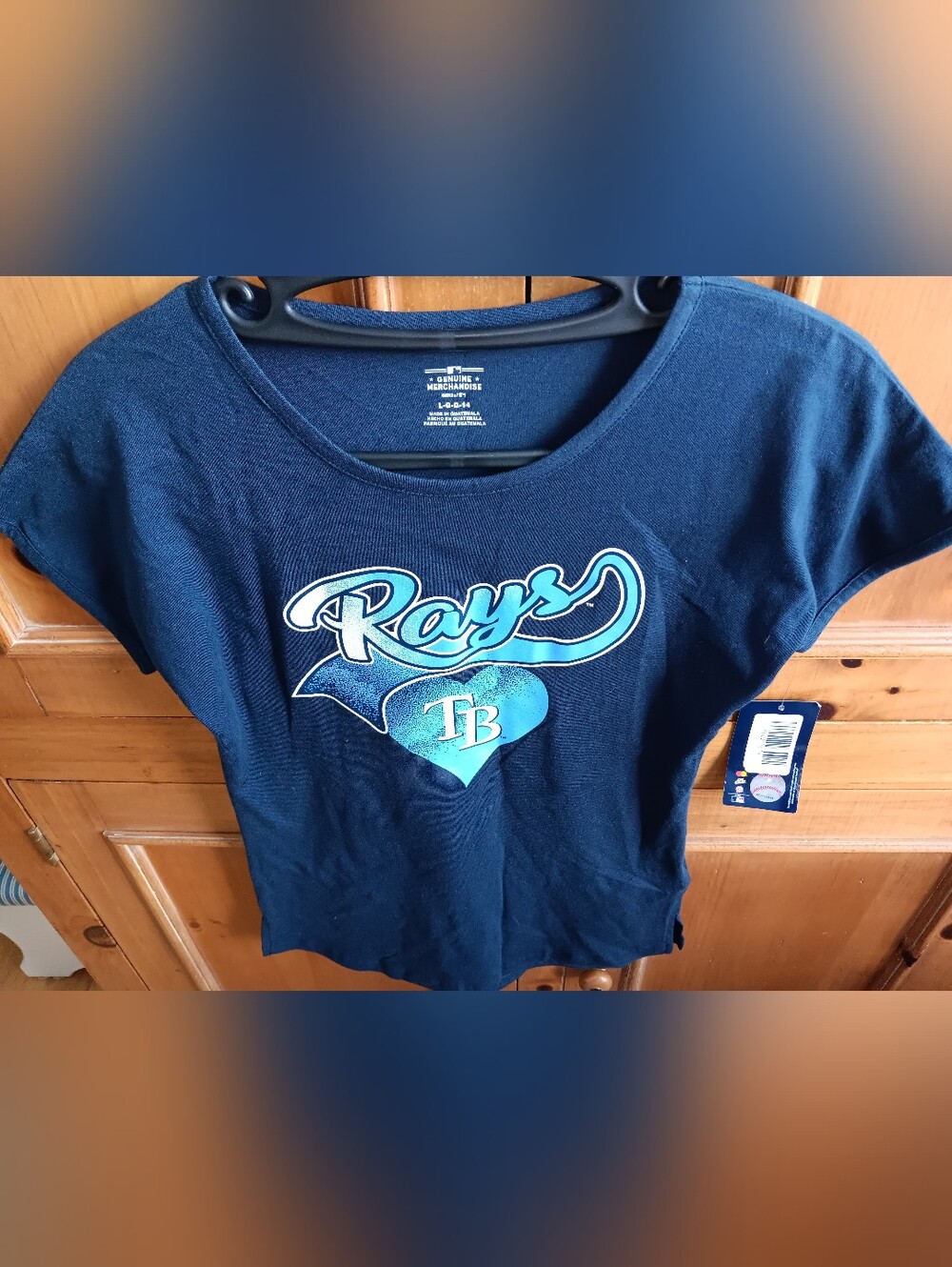 Girls Genuine Merchandise Navy Blue Tampa Bay Rays Logo Tee. Large Girls 14